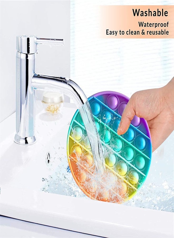 آرت بي لعبة ArtBee Rainbow Pop Fidget Toy، لعبة Push Pop Bubble Fidget Sensory للأطفال والكبار، لعبة Fidget Popper لتخفيف التوتر - 4 أشكال Fidget Poppers الحسية - دائرة، مربع، مثمن، قلب (قوس قزح نيون) - Image 3